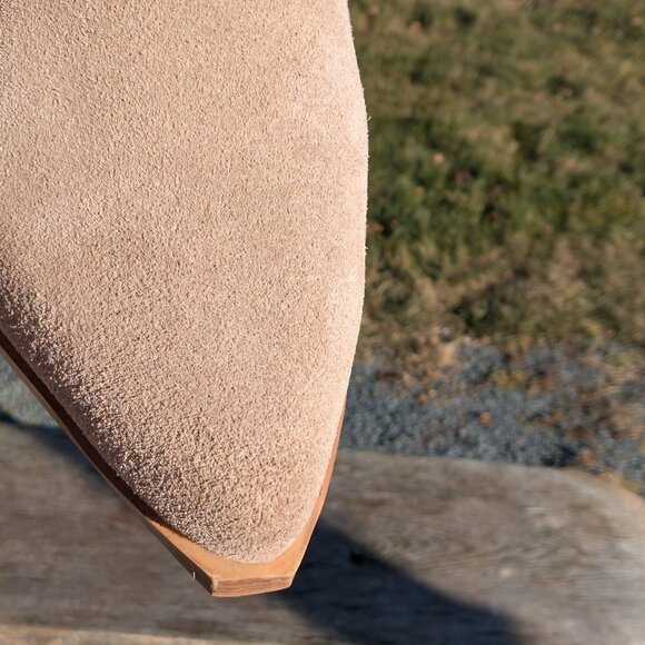 Marc Fisher Oshay Beige Suede Western Chelsea Booties | 8 / 8.5 - Picture 6 of 11